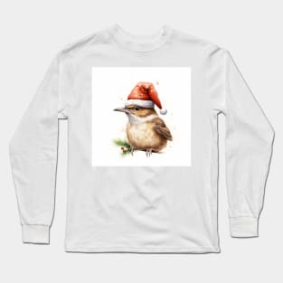 Christmas Wren water color Long Sleeve T-Shirt